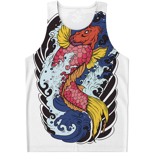 Japanese Koi Carp Tattoo Print Men's Tank Top