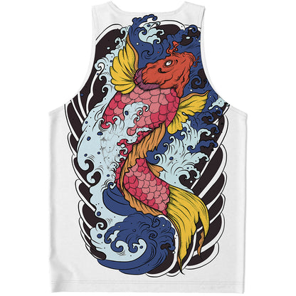 Japanese Koi Carp Tattoo Print Men's Tank Top