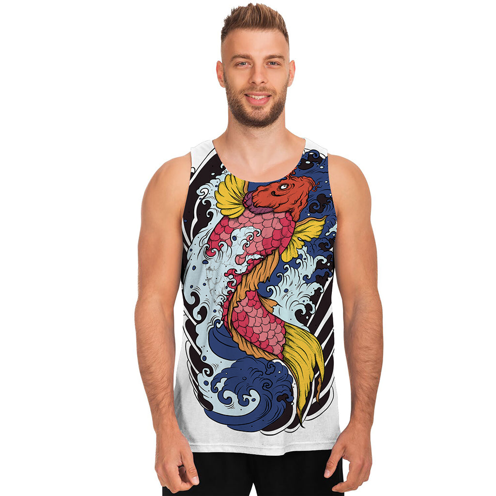 Japanese Koi Carp Tattoo Print Men's Tank Top