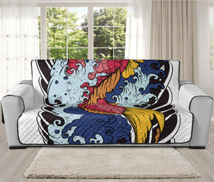 Japanese Koi Carp Tattoo Print Oversized Sofa Protector