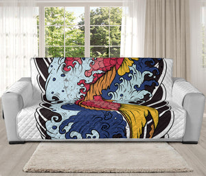 Japanese Koi Carp Tattoo Print Oversized Sofa Protector