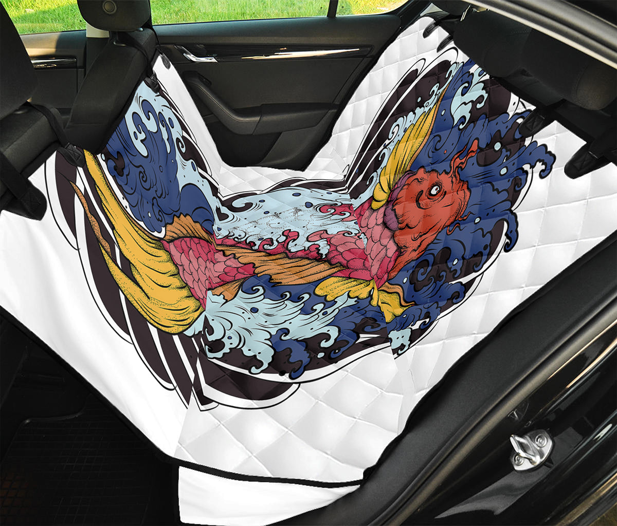 Japanese Koi Carp Tattoo Print Pet Car Back Seat Cover