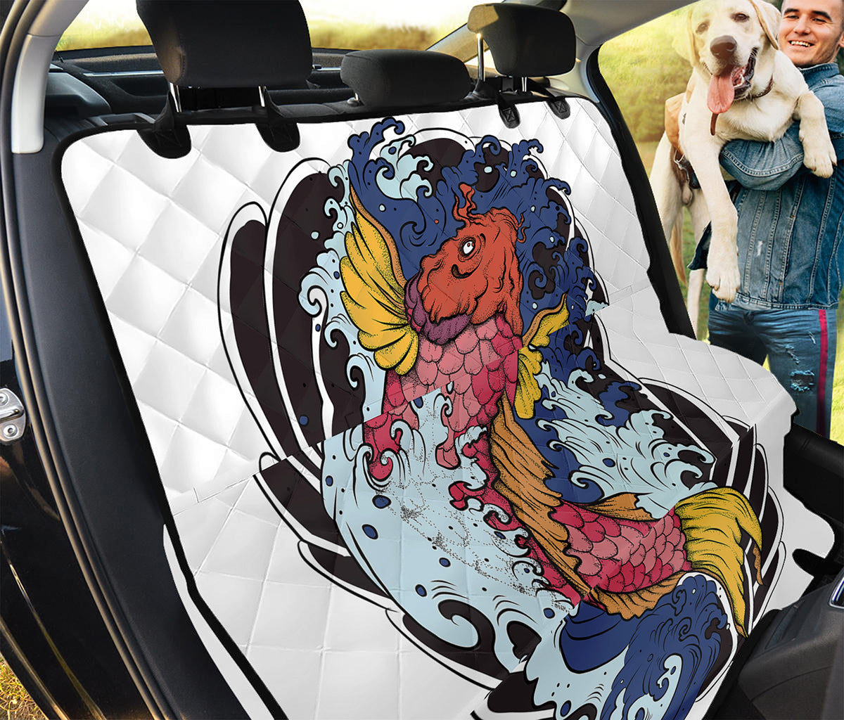 Japanese Koi Carp Tattoo Print Pet Car Back Seat Cover