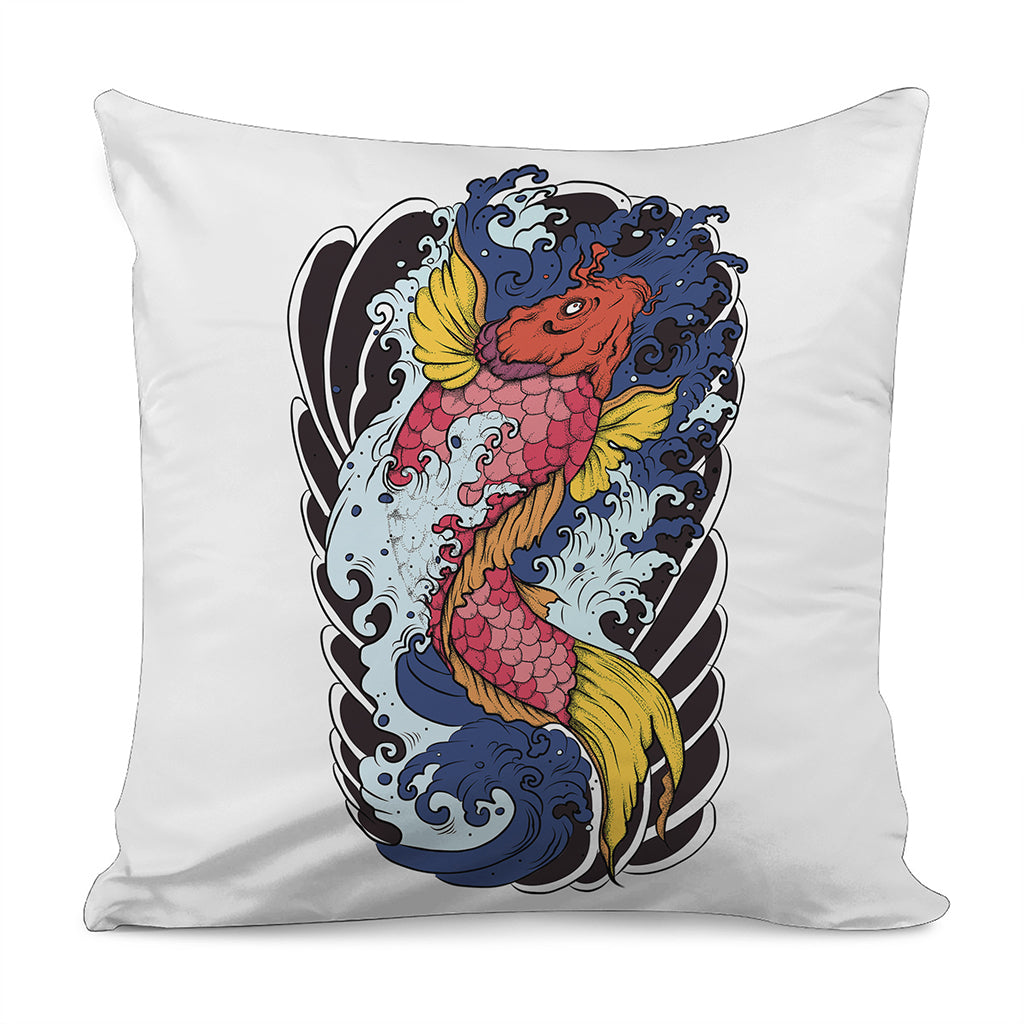 Japanese Koi Carp Tattoo Print Pillow Cover