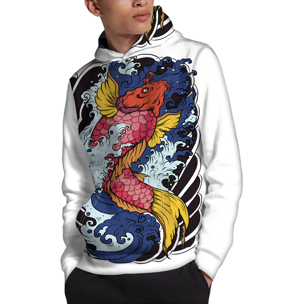 Japanese Koi Carp Tattoo Print Pullover Hoodie