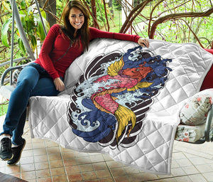 Japanese Koi Carp Tattoo Print Quilt