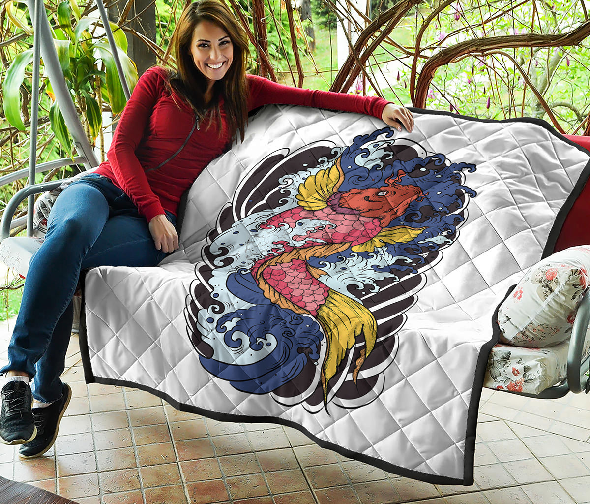 Japanese Koi Carp Tattoo Print Quilt