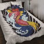 Japanese Koi Carp Tattoo Print Quilt Bed Set