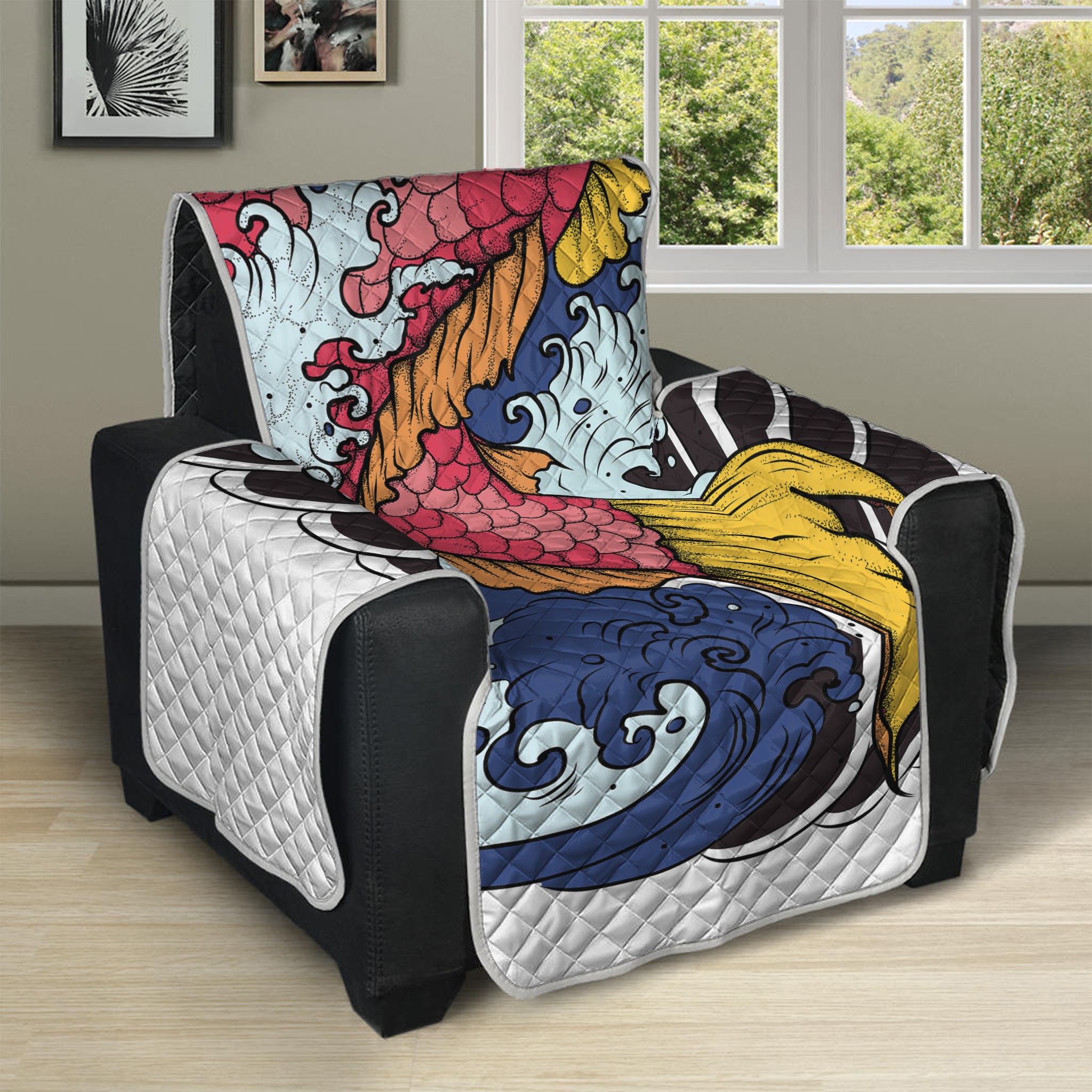 Japanese Koi Carp Tattoo Print Recliner Protector