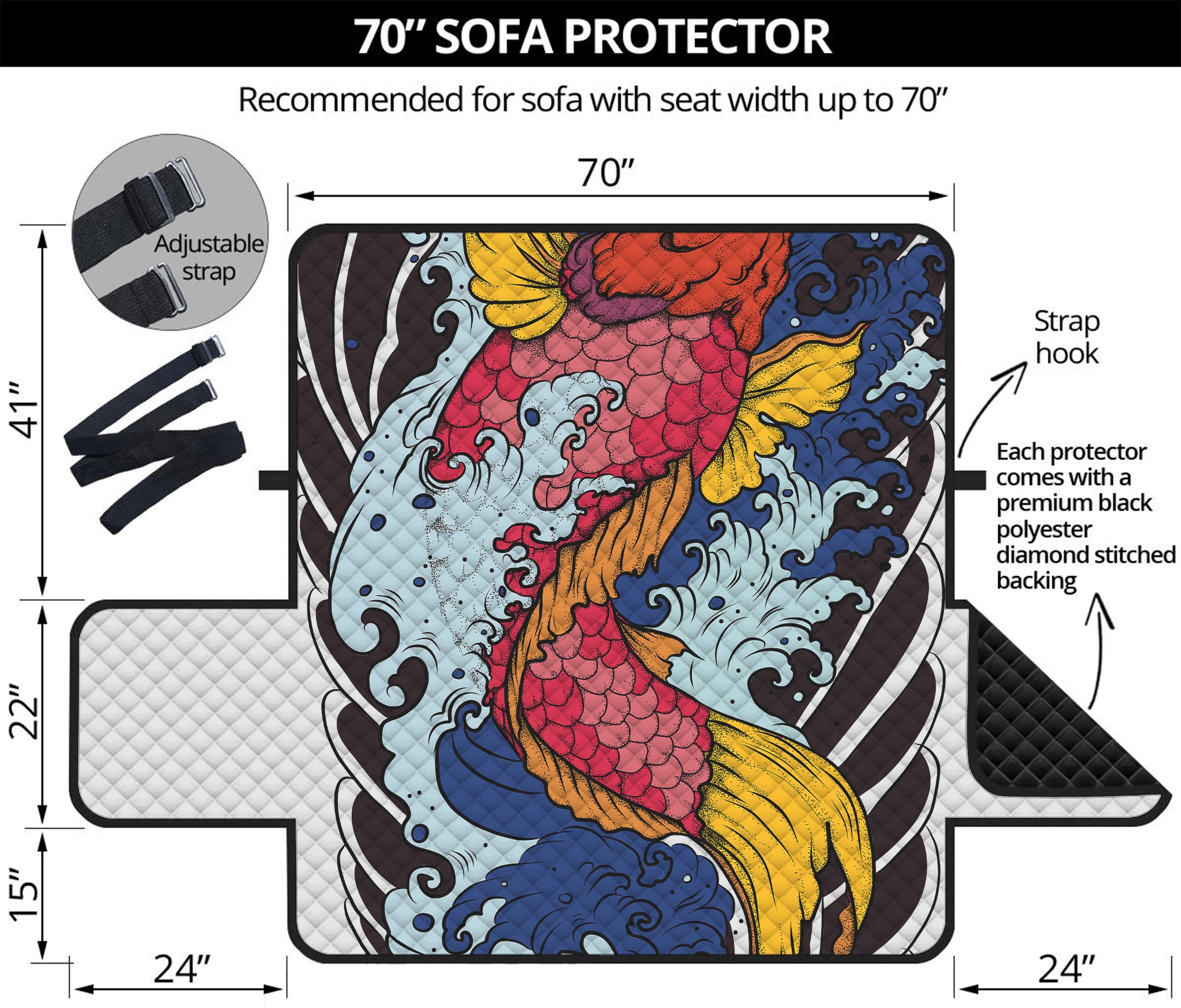 Japanese Koi Carp Tattoo Print Sofa Protector