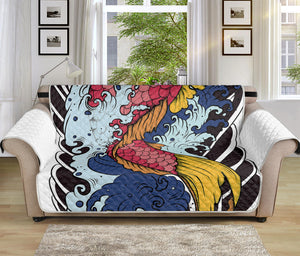 Japanese Koi Carp Tattoo Print Sofa Protector