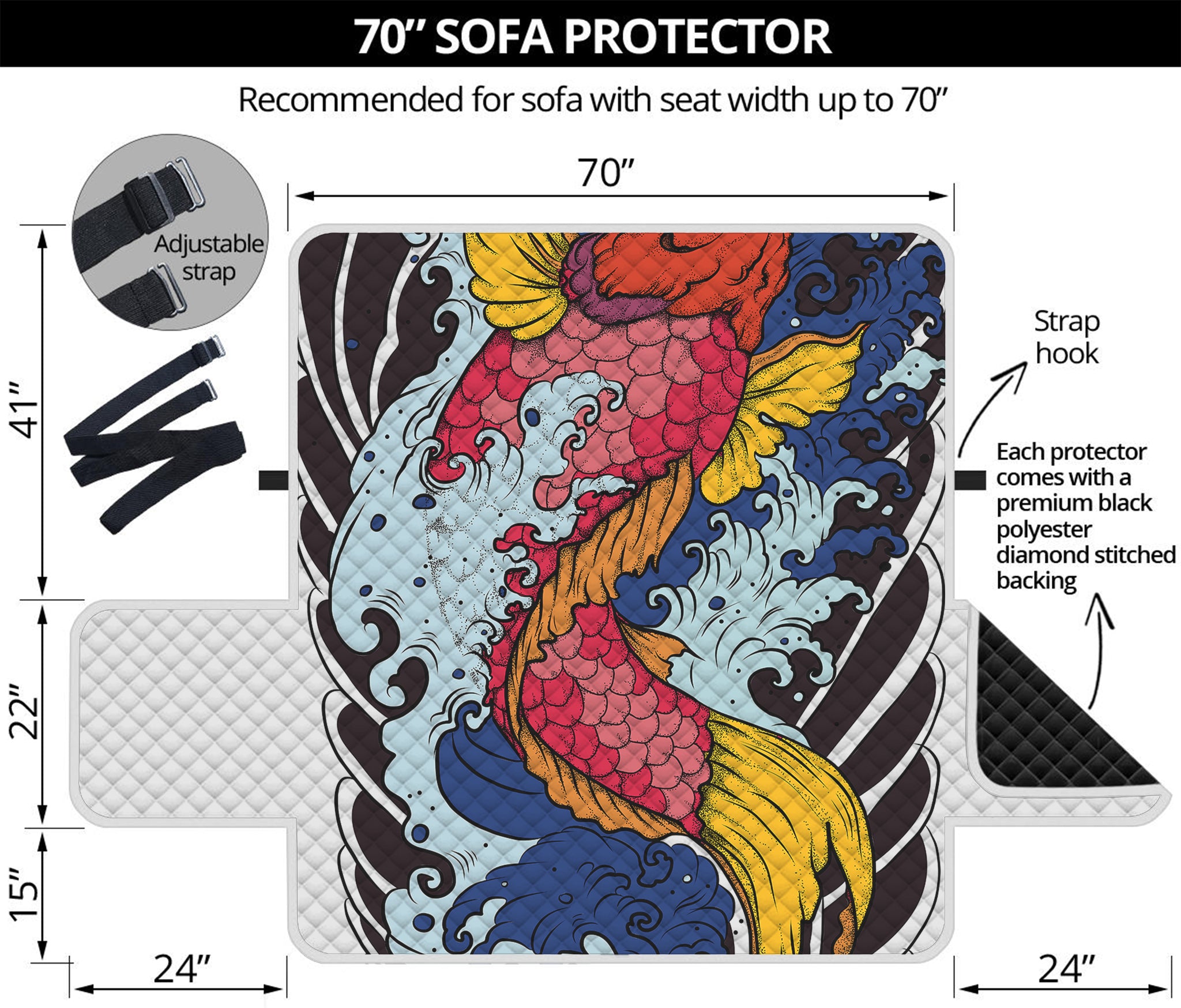 Japanese Koi Carp Tattoo Print Sofa Protector