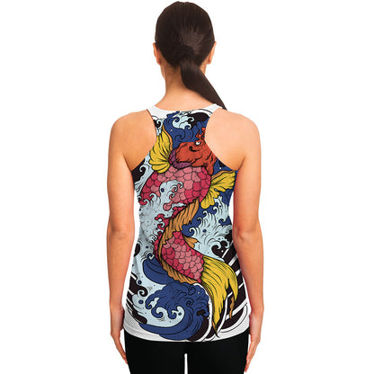 Japanese Koi Carp Tattoo Print Women's Racerback Tank Top