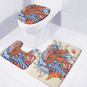 Japanese Koi Fish Tattoo Print 3 Piece Bath Mat Set