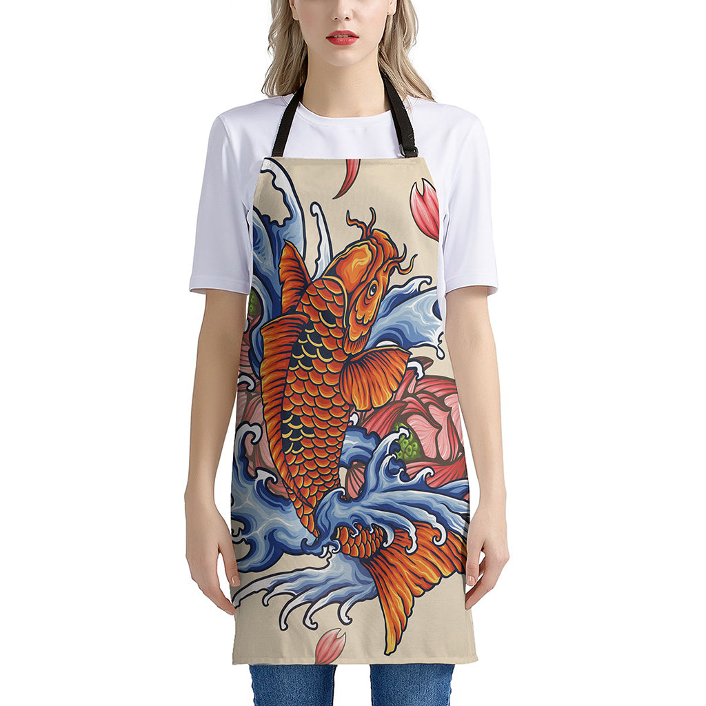 Japanese Koi Fish Tattoo Print Apron