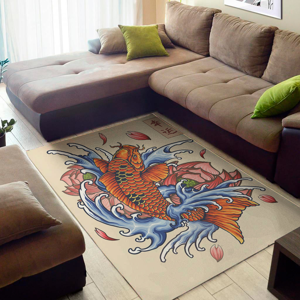 Japanese Koi Fish Tattoo Print Area Rug