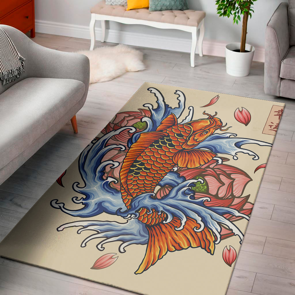 Japanese Koi Fish Tattoo Print Area Rug