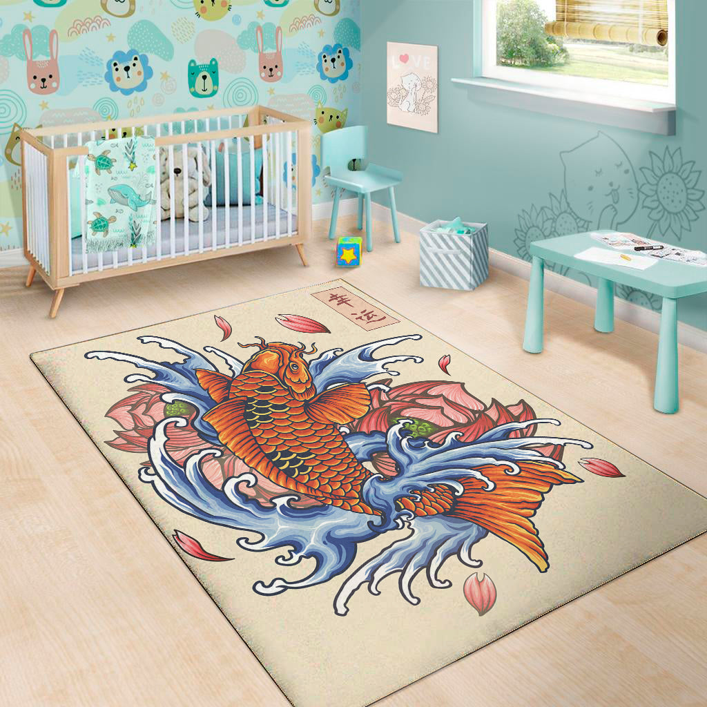 Japanese Koi Fish Tattoo Print Area Rug