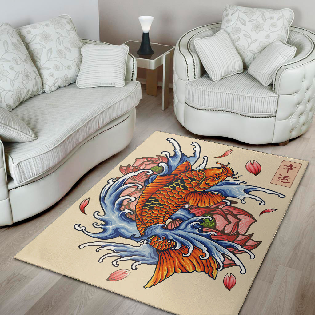 Japanese Koi Fish Tattoo Print Area Rug