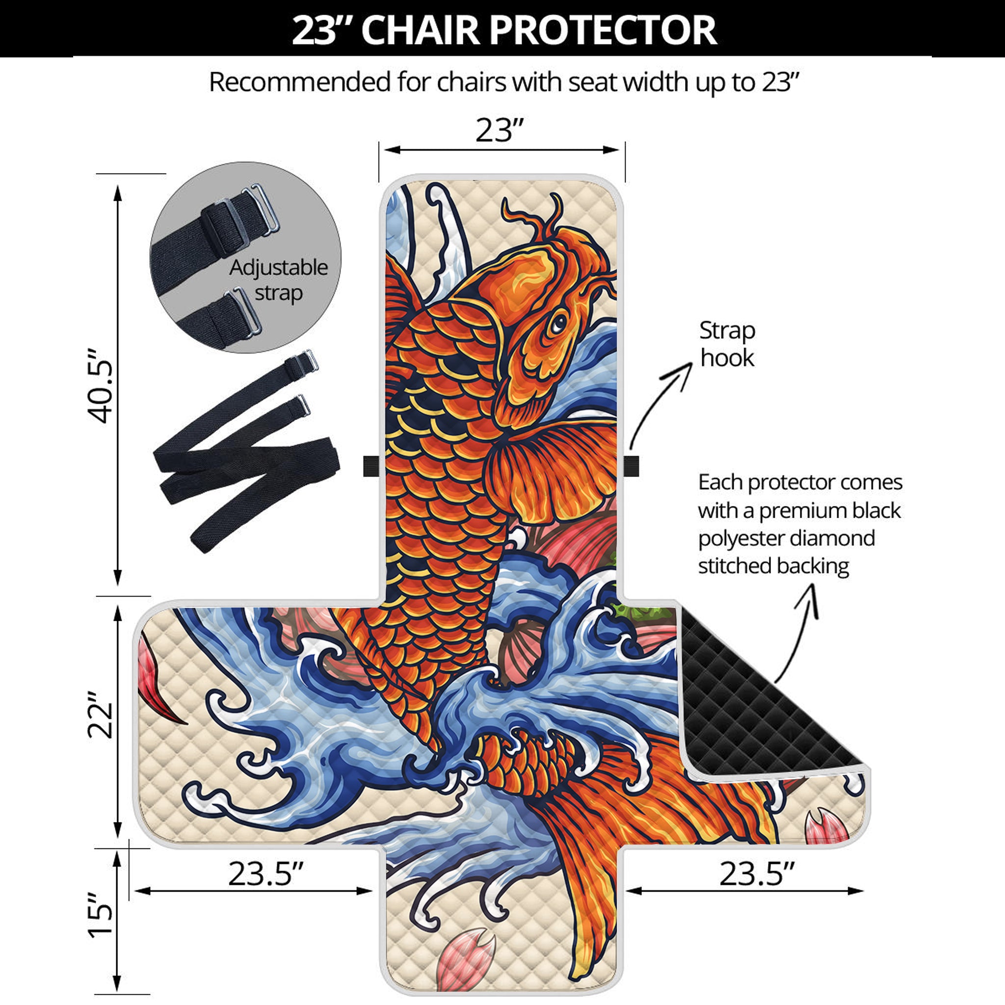 Japanese Koi Fish Tattoo Print Armchair Protector