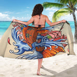 Japanese Koi Fish Tattoo Print Beach Sarong Wrap