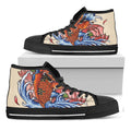 Japanese Koi Fish Tattoo Print Black High Top Sneakers