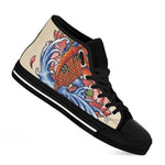 Japanese Koi Fish Tattoo Print Black High Top Shoes