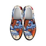 Japanese Koi Fish Tattoo Print Black Slip On Shoes