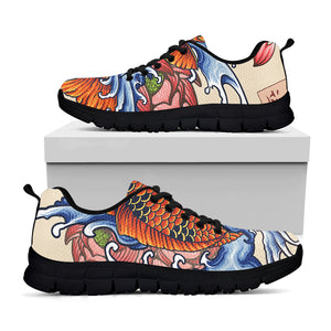 Japanese Koi Fish Tattoo Print Black Sneakers