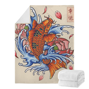 Japanese Koi Fish Tattoo Print Blanket