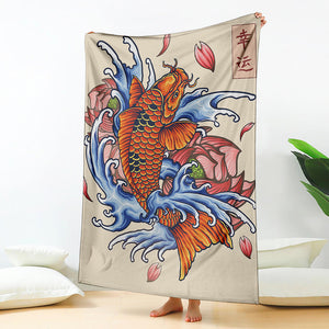 Japanese Koi Fish Tattoo Print Blanket