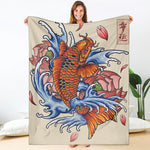 Japanese Koi Fish Tattoo Print Blanket