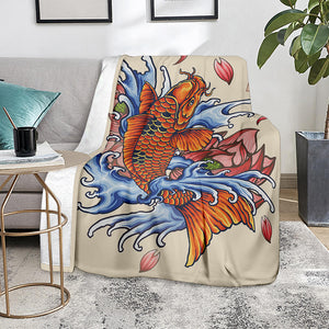 Japanese Koi Fish Tattoo Print Blanket