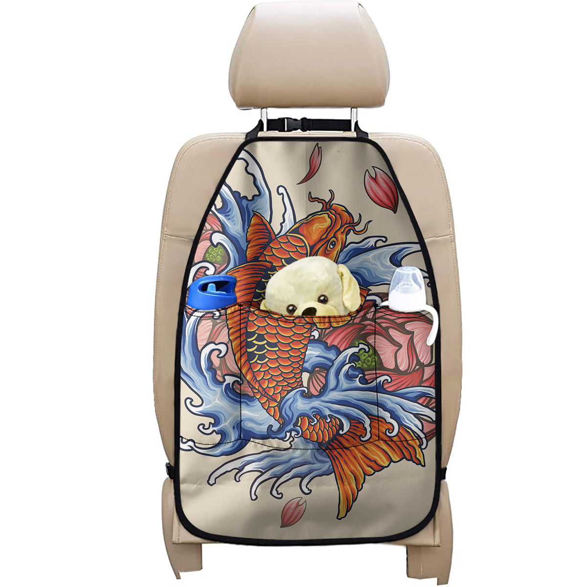 Japanese Koi Fish Tattoo Print Car Seat Organizers