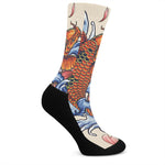 Japanese Koi Fish Tattoo Print Crew Socks