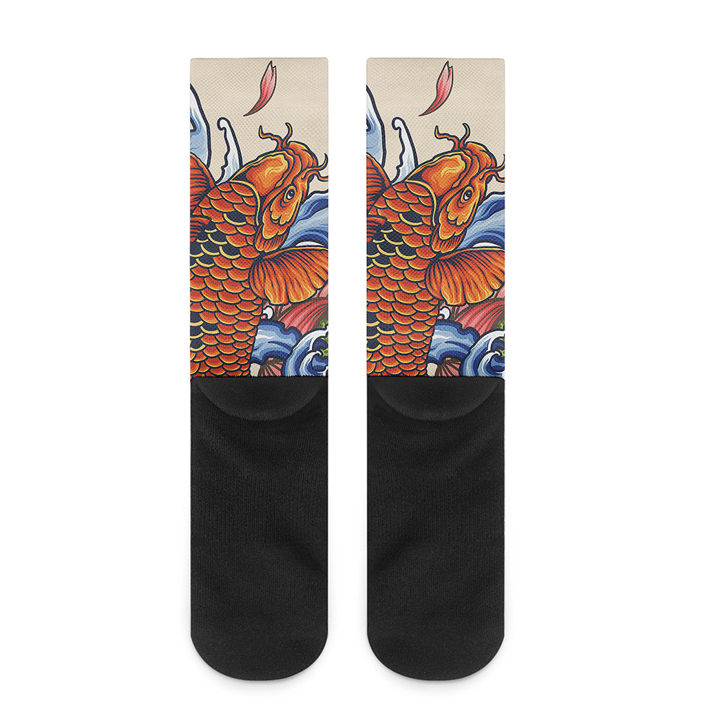 Japanese Koi Fish Tattoo Print Crew Socks