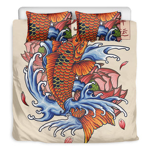 Japanese Koi Fish Tattoo Print Duvet Cover Bedding Set