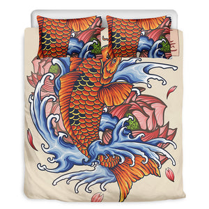 Japanese Koi Fish Tattoo Print Duvet Cover Bedding Set