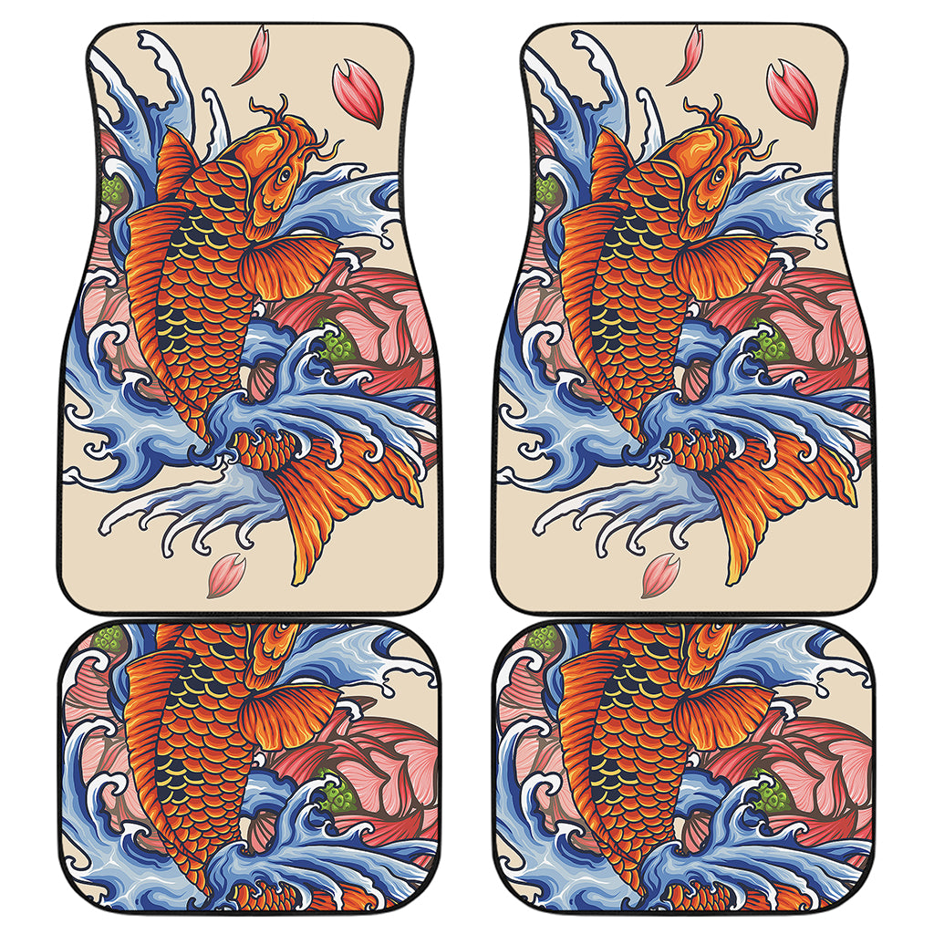 Japanese Koi Fish Tattoo Print Front and Back Car Floor Mats