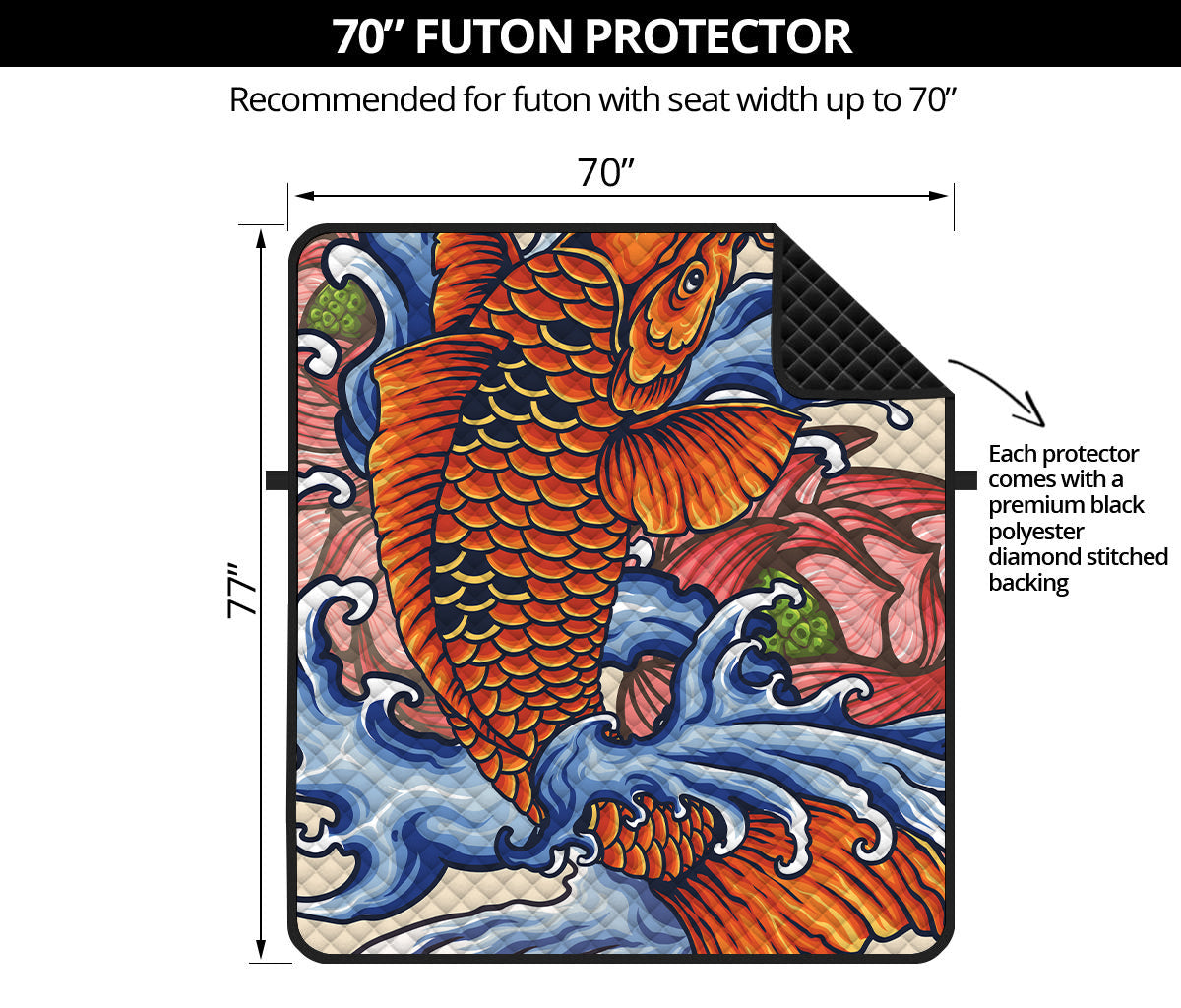 Japanese Koi Fish Tattoo Print Futon Protector