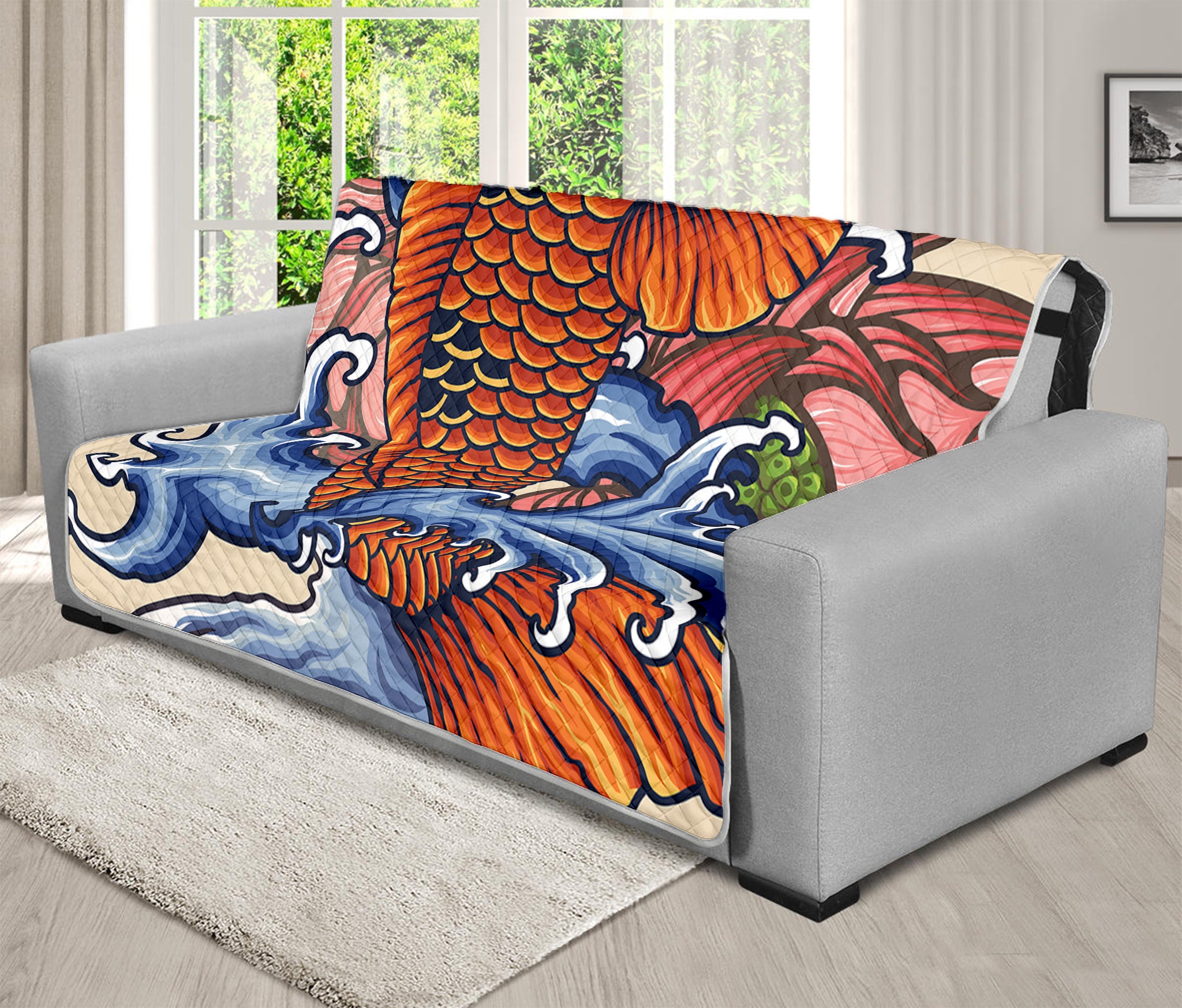 Japanese Koi Fish Tattoo Print Futon Protector