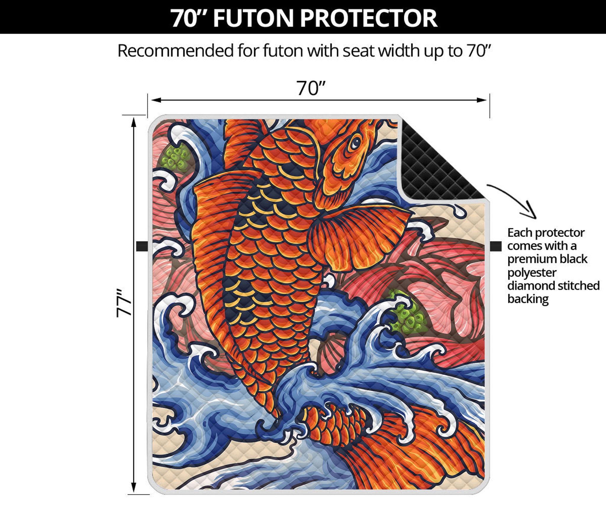 Japanese Koi Fish Tattoo Print Futon Protector