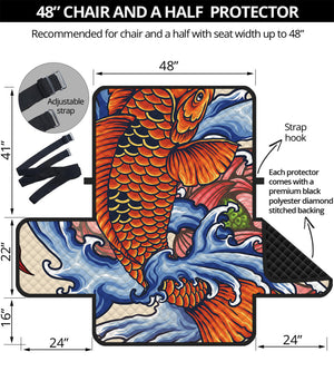 Japanese Koi Fish Tattoo Print Half Sofa Protector