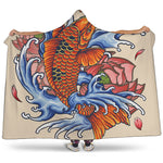 Japanese Koi Fish Tattoo Print Hooded Blanket