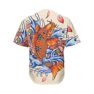 Japanese Koi Fish Tattoo Print Men's Baseball Jersey