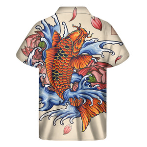 Japanese Koi Fish Tattoo Print Men's Short Sleeve Shirt