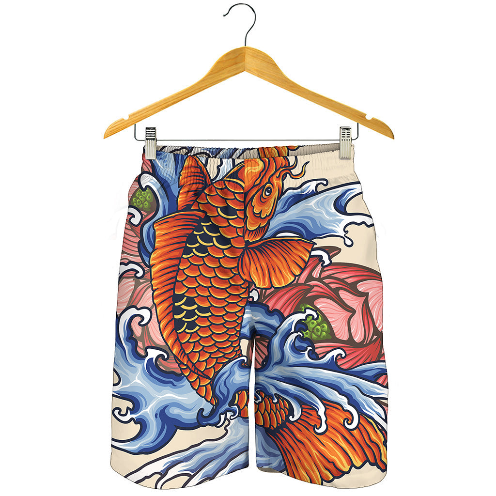 Japanese Koi Fish Tattoo Print Men's Shorts