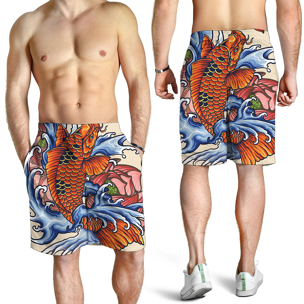 Japanese Koi Fish Tattoo Print Men's Shorts