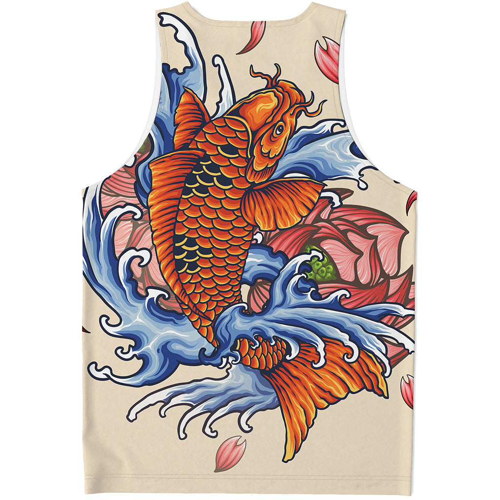 Japanese Koi Fish Tattoo Print Men's Tank Top