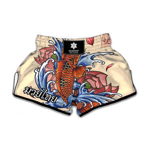 Japanese Koi Fish Tattoo Print Muay Thai Boxing Shorts